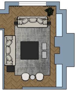 Floor Plan of living room showing 10x14 carpet