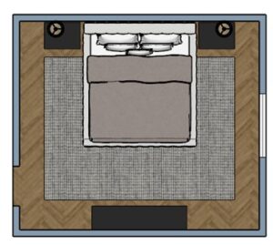 9x12 area rug under a bed
