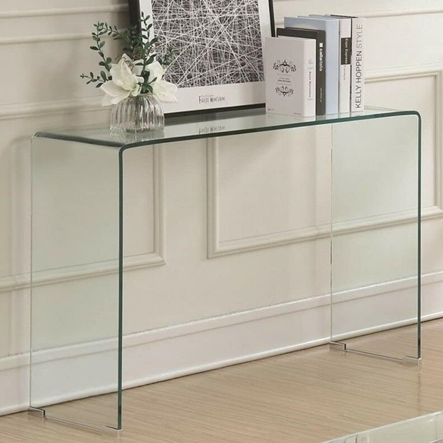 Acrylic waterfall table for foyer in lawrence park, Toronto
